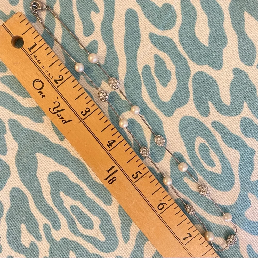 Faux Pearl and Pavé Rhinestone Station Necklace Choker